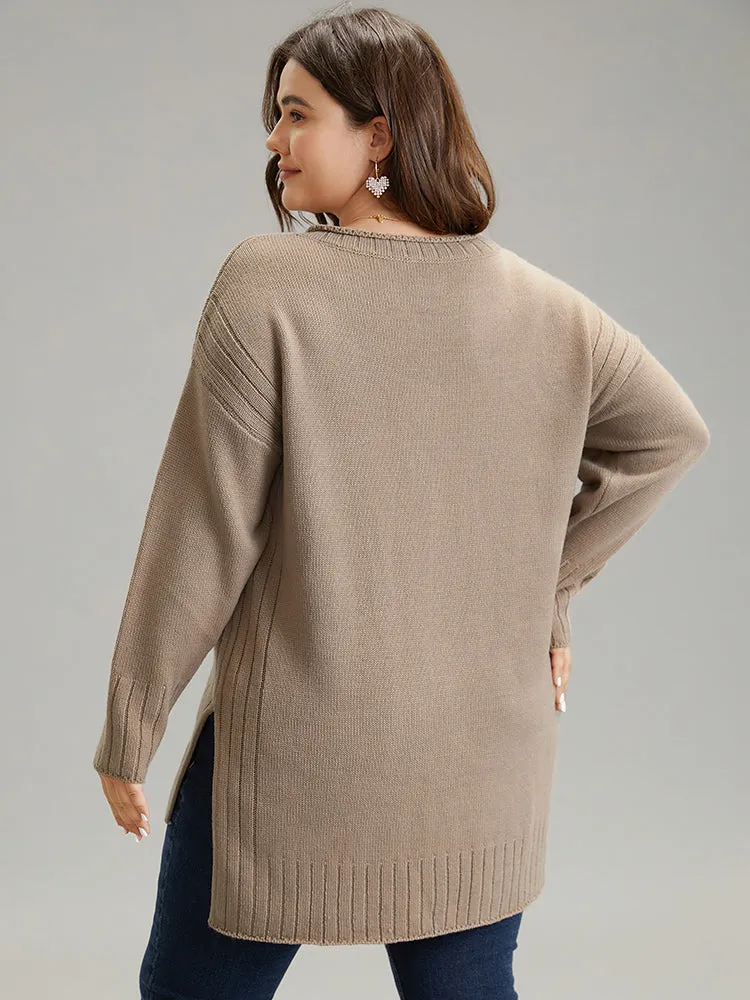 Solid Split Side High Low Hem Pullover sold by Bloomchic product image thumbnail 2