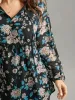 Chiffon Floral Print Ties Flutter Trim Blouse sold by Bloomchic