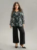 Chiffon Floral Print Ties Flutter Trim Blouse sold by Bloomchic