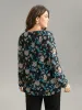 Chiffon Floral Print Ties Flutter Trim Blouse sold by Bloomchic