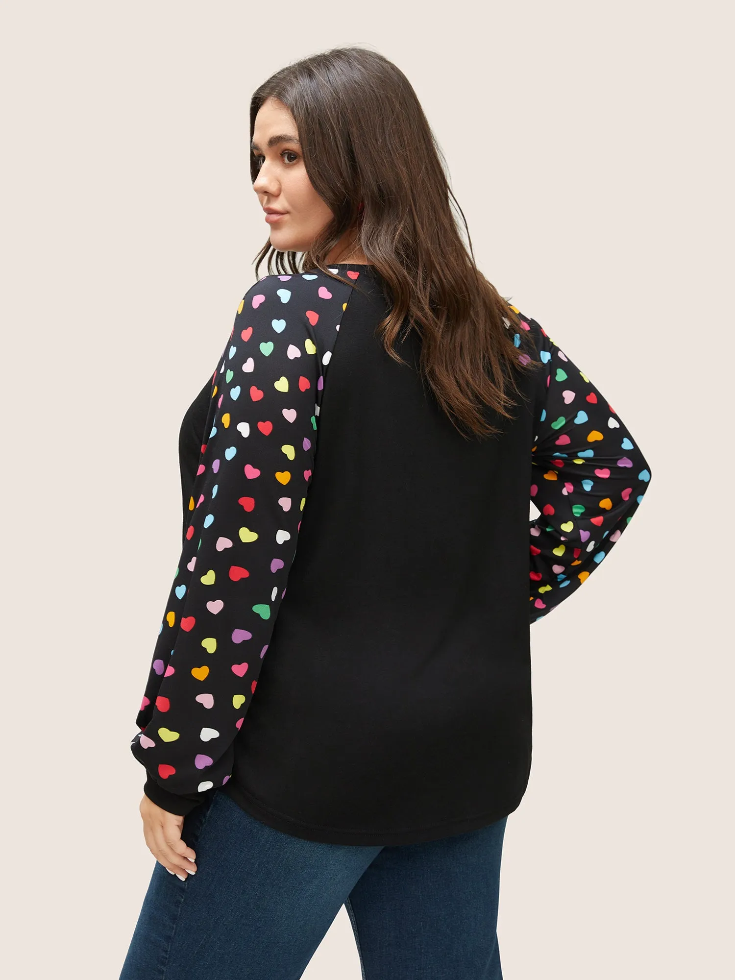 Colour Heart Print Raglan Sleeve T-shirt sold by Bloomchic product image thumbnail 2