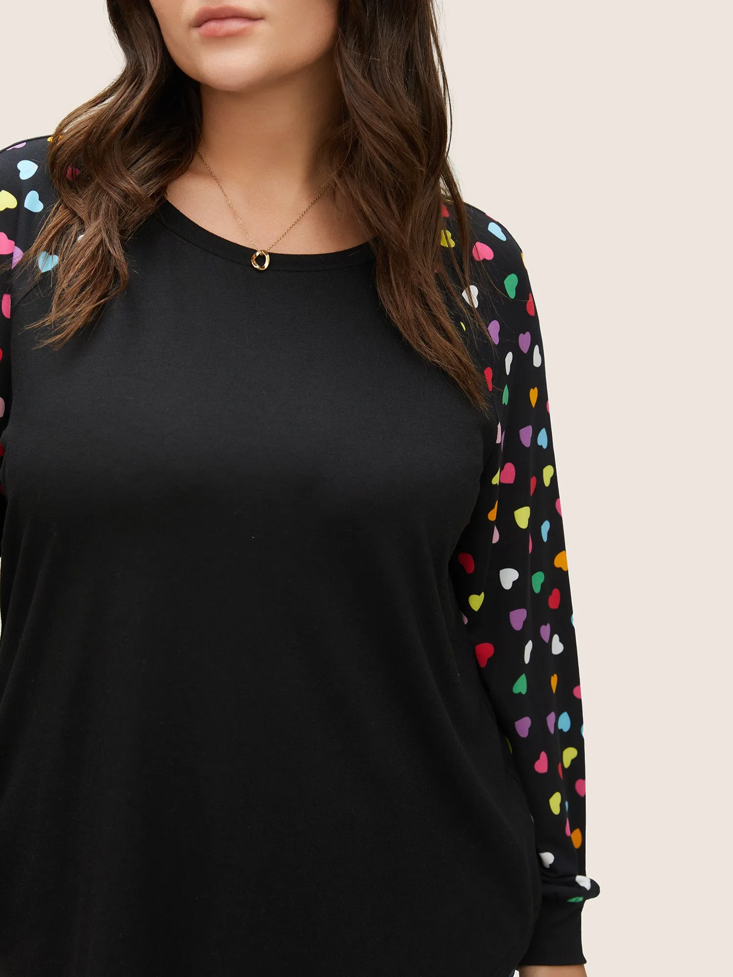 Colour Heart Print Raglan Sleeve T-shirt sold by Bloomchic product image thumbnail 4