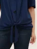 Plain Twist Front Button Detail T-shirt sold by Bloomchic