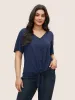 Plain Twist Front Button Detail T-shirt sold by Bloomchic