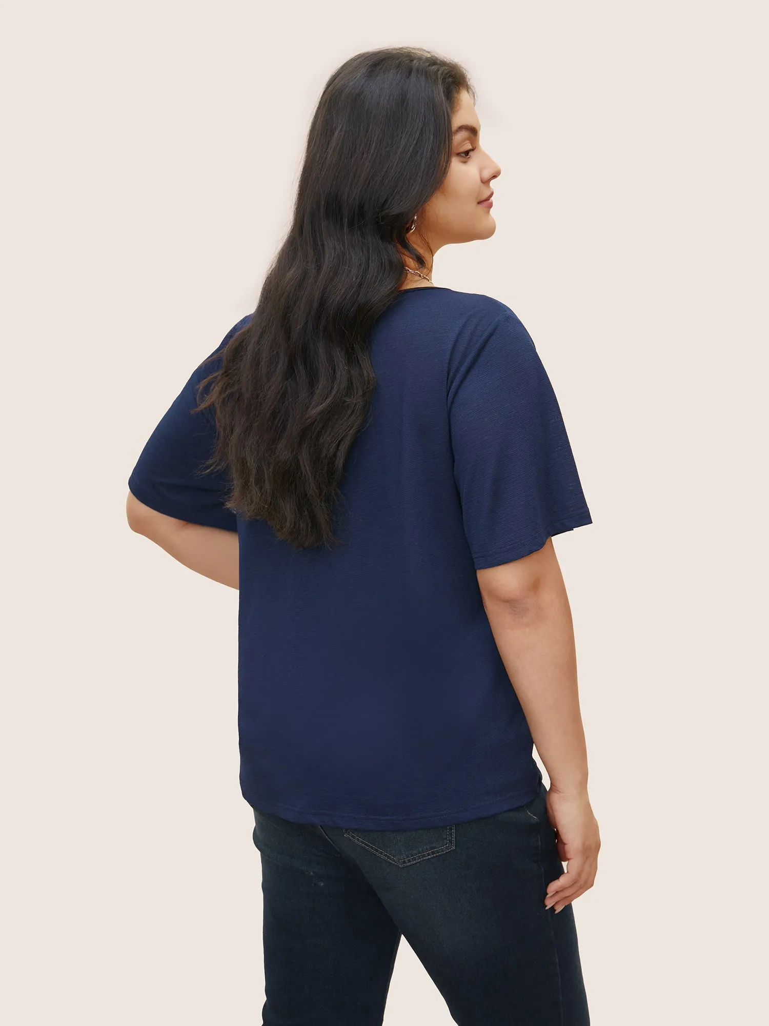 Plain Twist Front Button Detail T-shirt sold by Bloomchic product image thumbnail 2