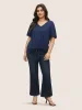 Plain Twist Front Button Detail T-shirt sold by Bloomchic