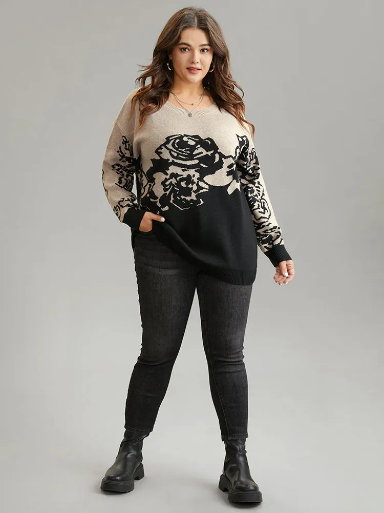 Supersoft Essentials Rose Jacquard Contrast Pullover sold by Bloomchic product image thumbnail 4