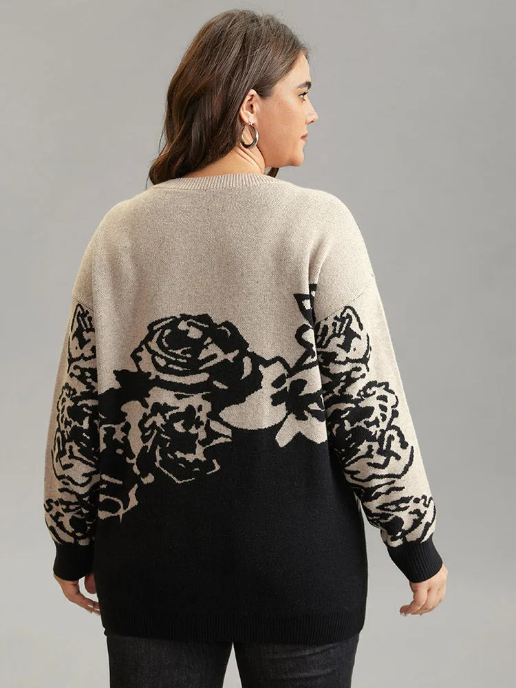 Supersoft Essentials Rose Jacquard Contrast Pullover sold by Bloomchic product image thumbnail 2