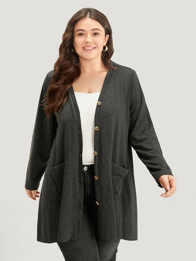Halloween Plain Pocket Asymmetrical Hem Coat sold by Bloomchic