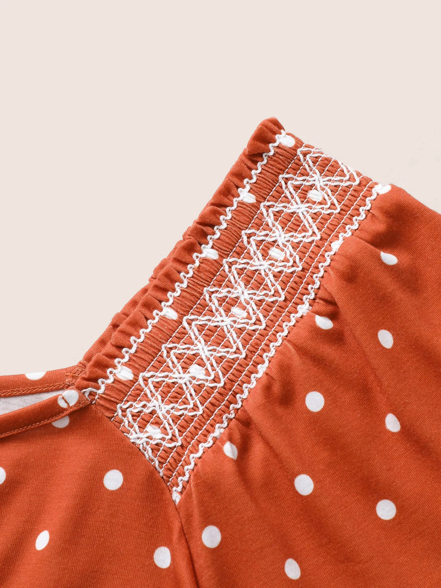 Polka Dot Heart Neckline Shirred Ruffles T-shirt sold by Bloomchic product image thumbnail 5