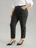 Plaid Print Straight Leg Pocket Jeans sold by Bloomchic