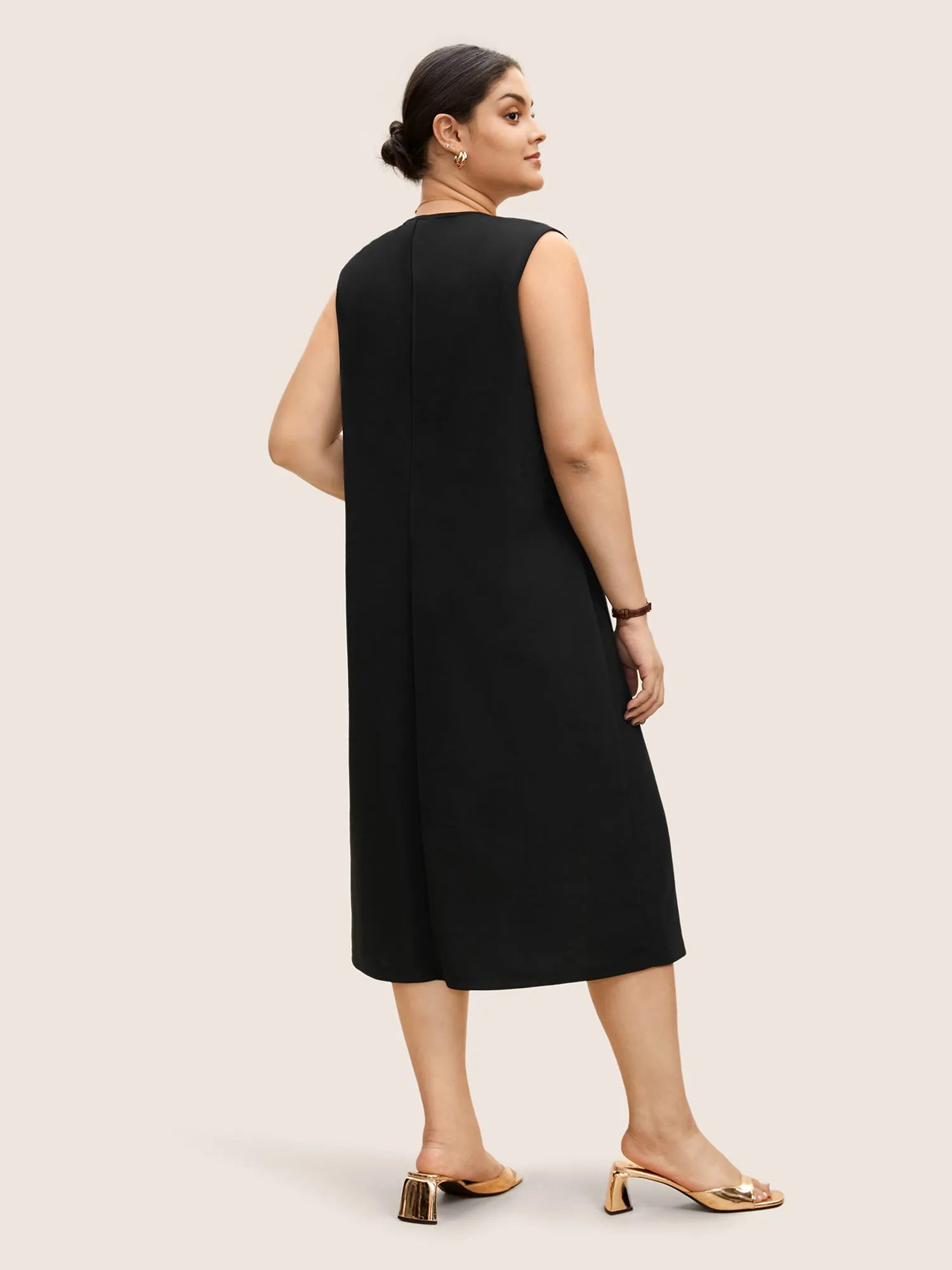 V Neck Metal Detail Split Hem Dress sold by Bloomchic product image thumbnail 3