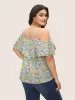 Floral One Shoulder Neck Adjustable Straps Blouse sold by Bloomchic