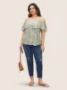 Floral One Shoulder Neck Adjustable Straps Blouse sold by Bloomchic