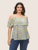 Floral One Shoulder Neck Adjustable Straps Blouse sold by Bloomchic