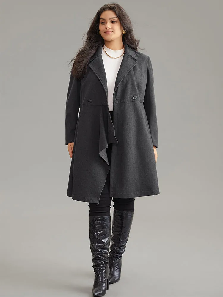 Woolen Solid Button Up Ruffle Trim Coat sold by Bloomchic product image thumbnail 4