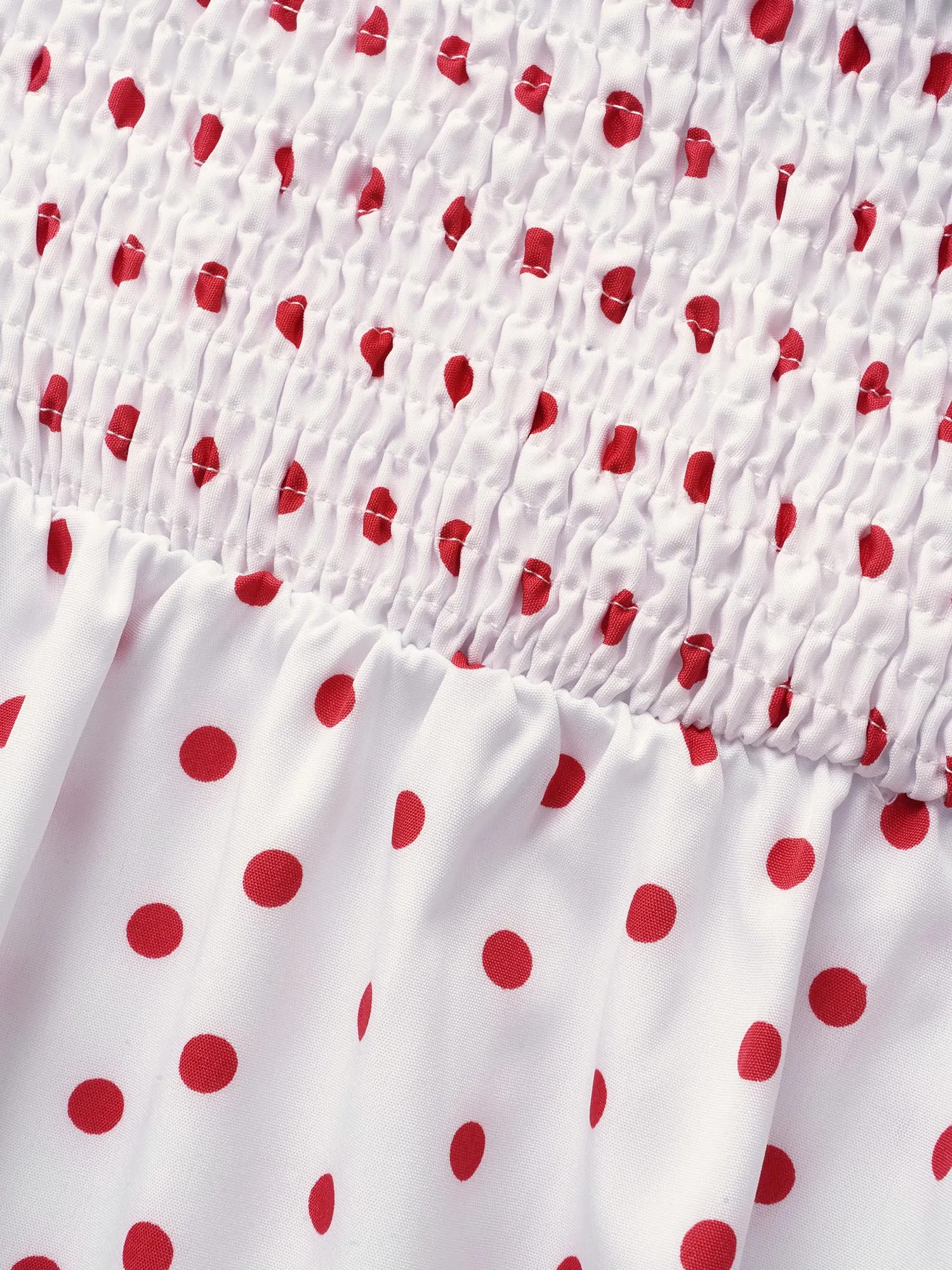 Off Shoulder Polka Dot Shirred Ruffles Dress sold by Bloomchic product image thumbnail 5