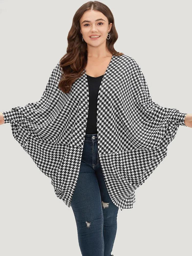 Houndstooth Asymmetrical Hem Dolman Sleeve Kimono sold by Bloomchic product image thumbnail 3