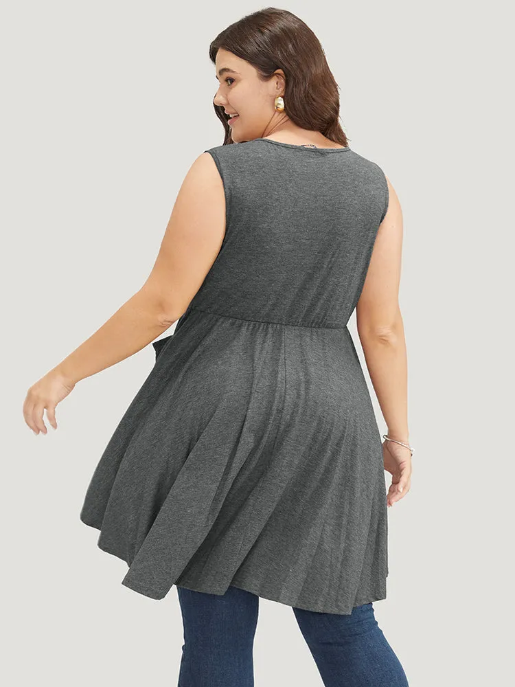 Plain Ruffle Pocket High Low Hem Tank Top sold by Bloomchic product image thumbnail 5