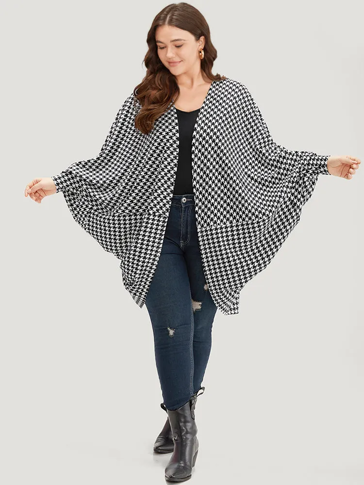 Houndstooth Asymmetrical Hem Dolman Sleeve Kimono sold by Bloomchic product image thumbnail 5