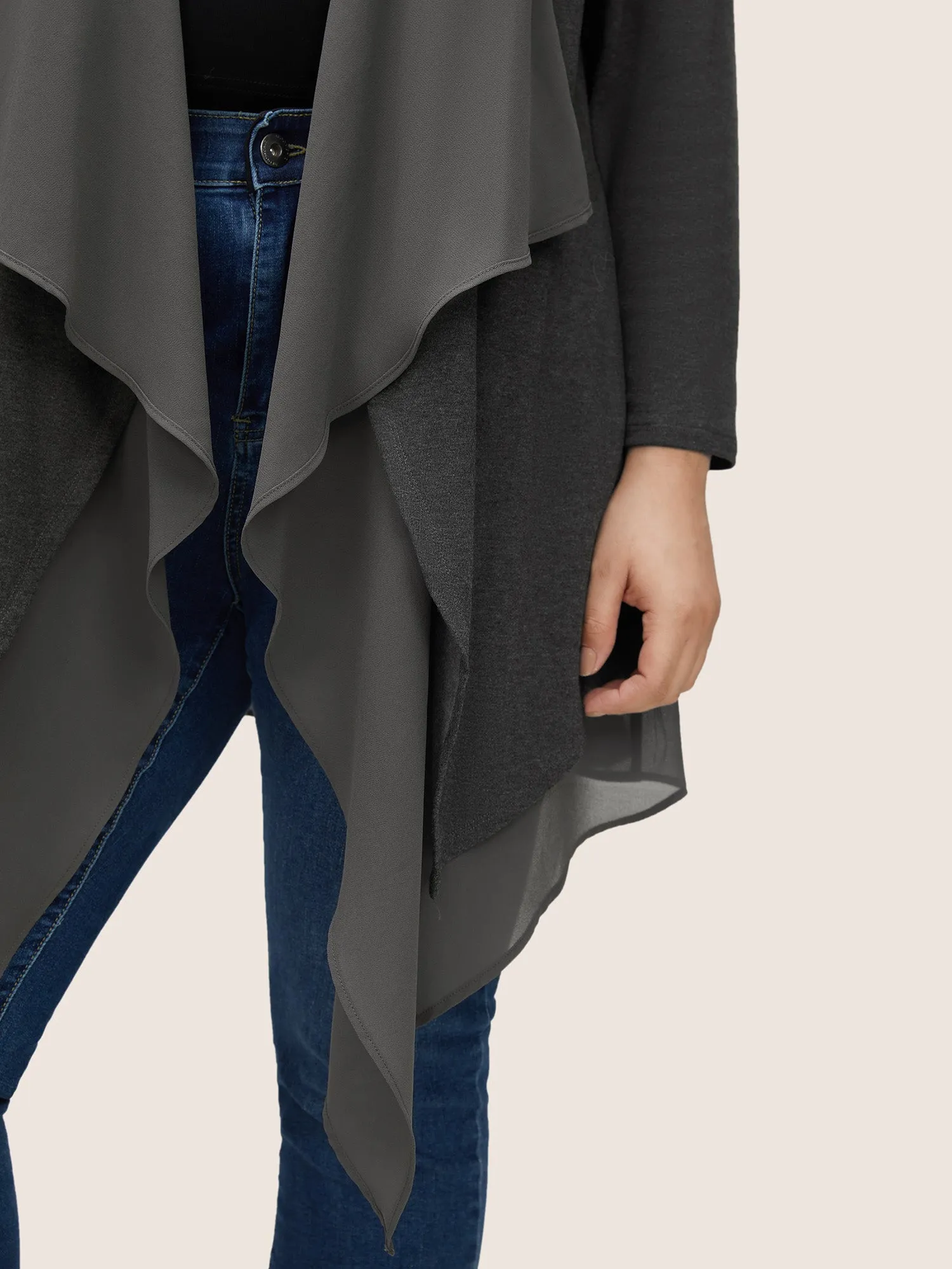 Patchwork Chiffon Mesh Asymmetrical Hem Kimono sold by Bloomchic product image thumbnail 3