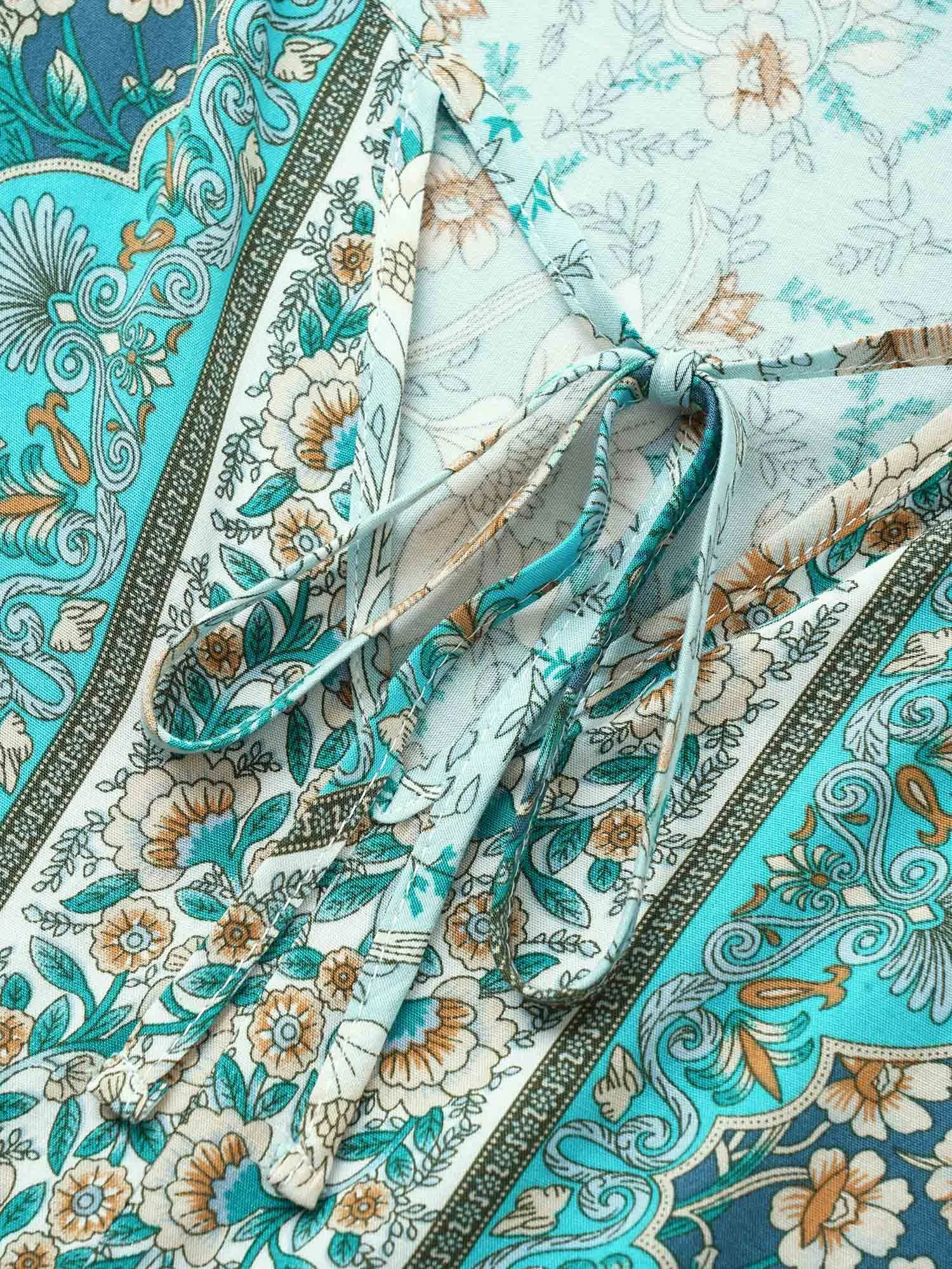 Boho Print Tie Neck Gathered Blouse sold by Bloomchic product image thumbnail 5