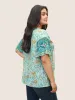 Boho Print Tie Neck Gathered Blouse sold by Bloomchic