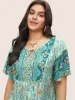 Boho Print Tie Neck Gathered Blouse sold by Bloomchic