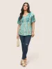 Boho Print Tie Neck Gathered Blouse sold by Bloomchic