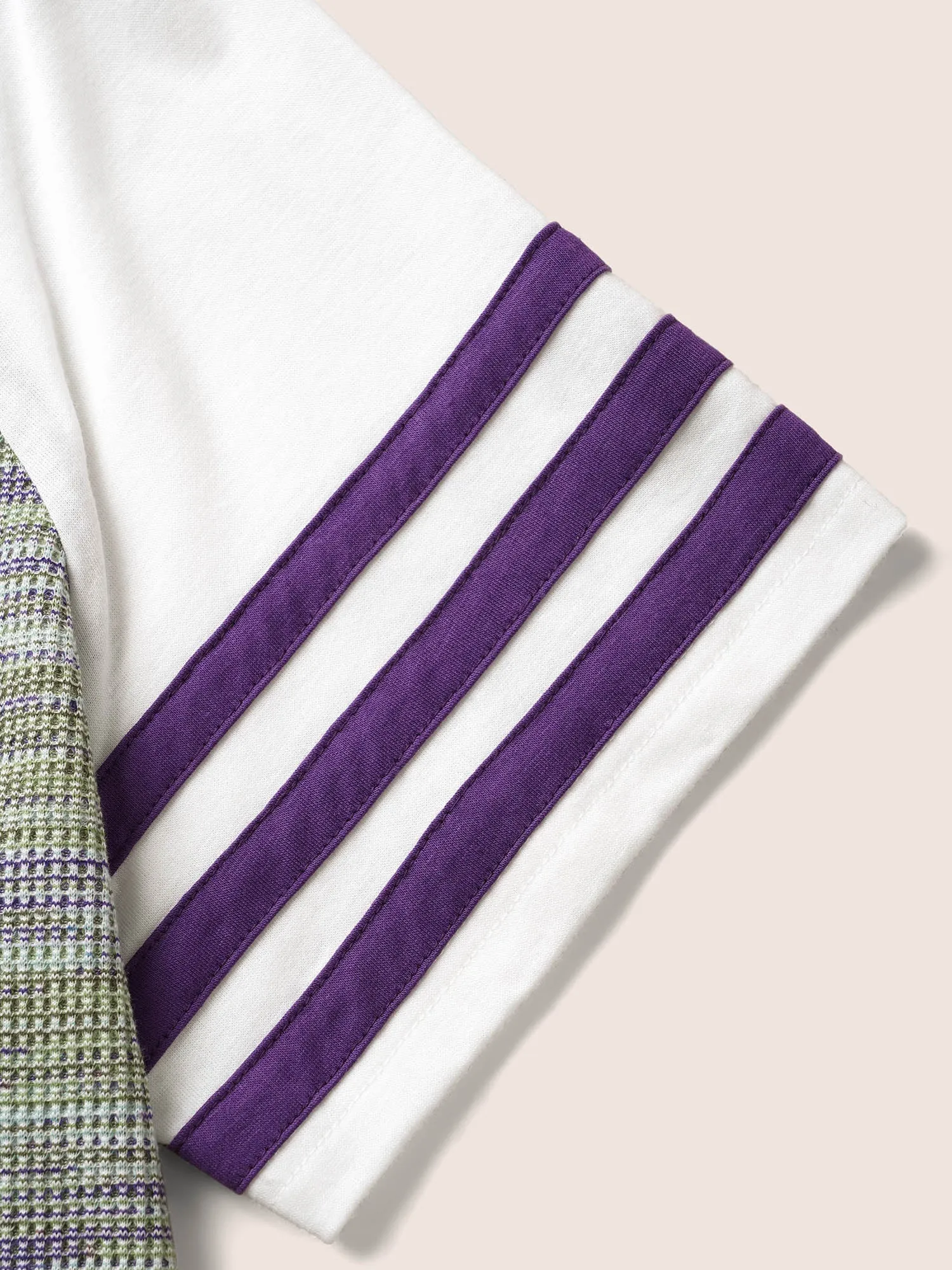 Contrast Striped Patchwork Raglan Sleeve T-shirt sold by Bloomchic product image thumbnail 5