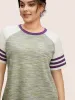 Contrast Striped Patchwork Raglan Sleeve T-shirt sold by Bloomchic