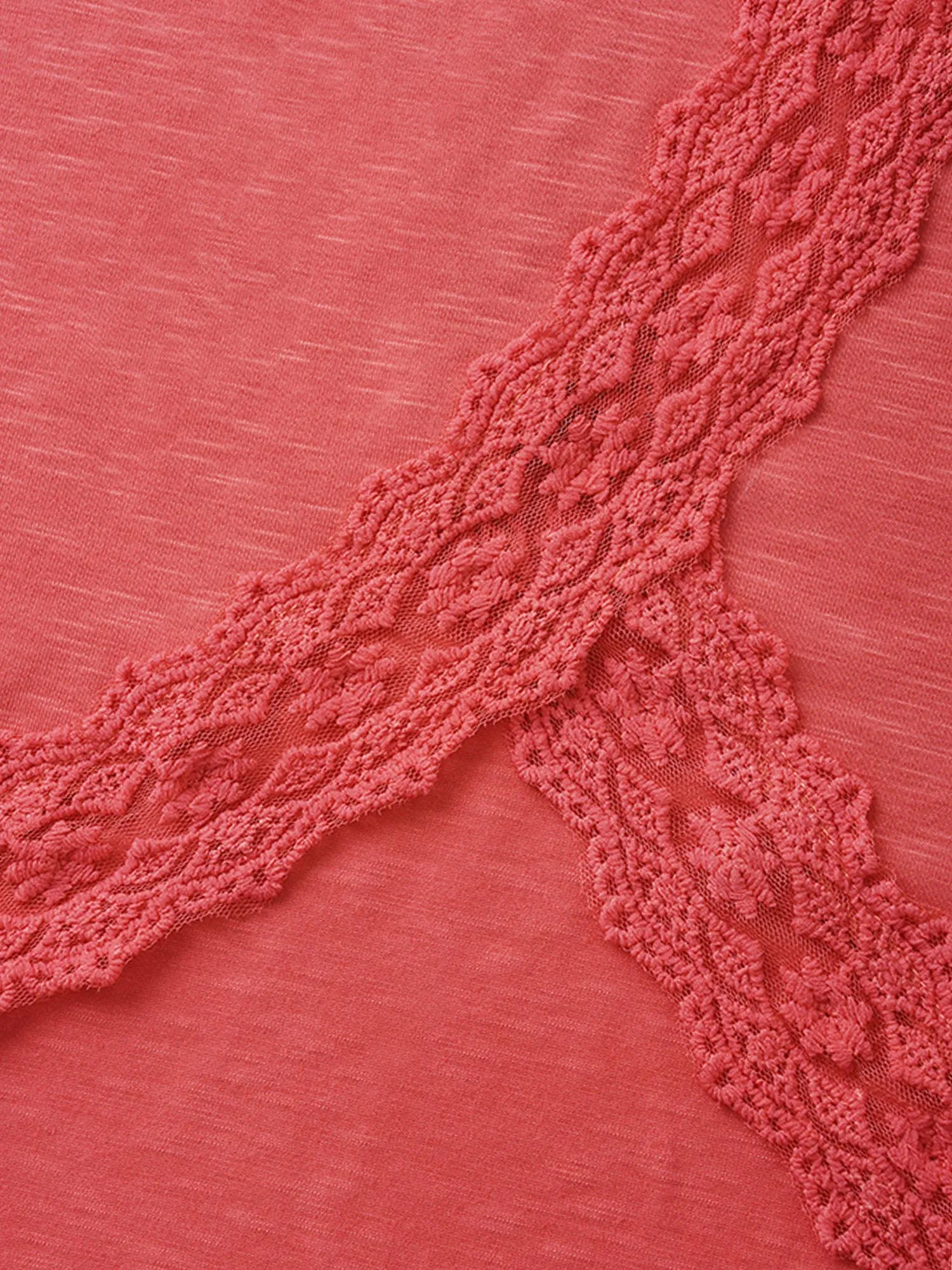 Crew Neck Lace Patchwork Wrap T-shirt sold by Bloomchic product image thumbnail 5