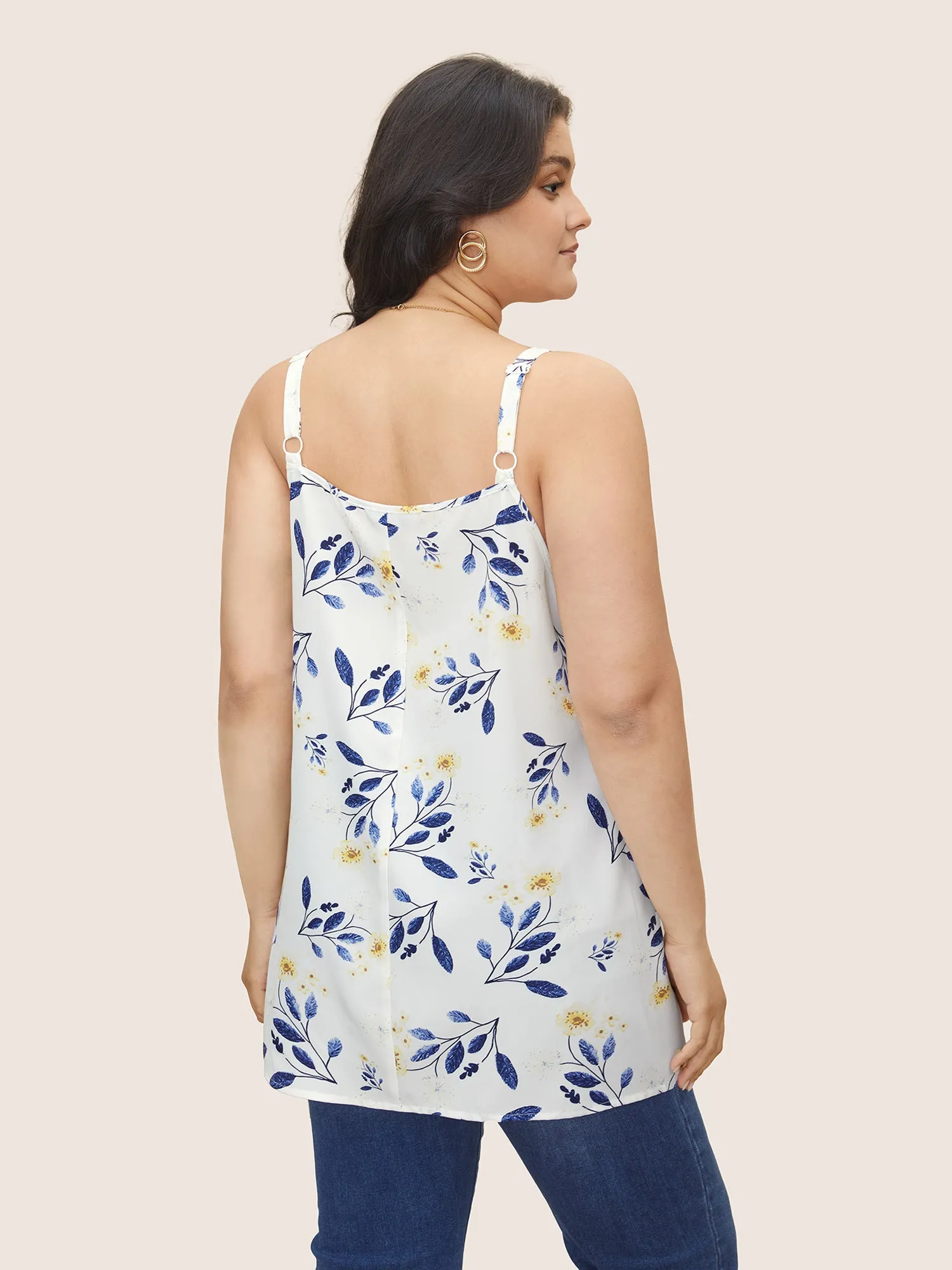 Floral Gathered Adjustable Straps Tank Top sold by Bloomchic product image thumbnail 4