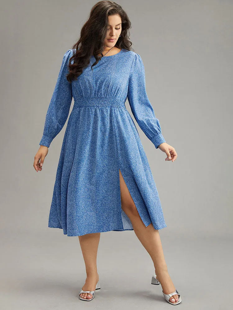 Polka Dot Shirred Split Hem Pocket Dress sold by Bloomchic product image thumbnail 2