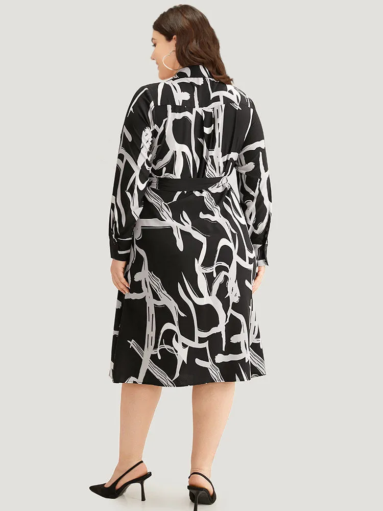 Geometric Print Pocket Wrap Ties Dress sold by Bloomchic product image thumbnail 4