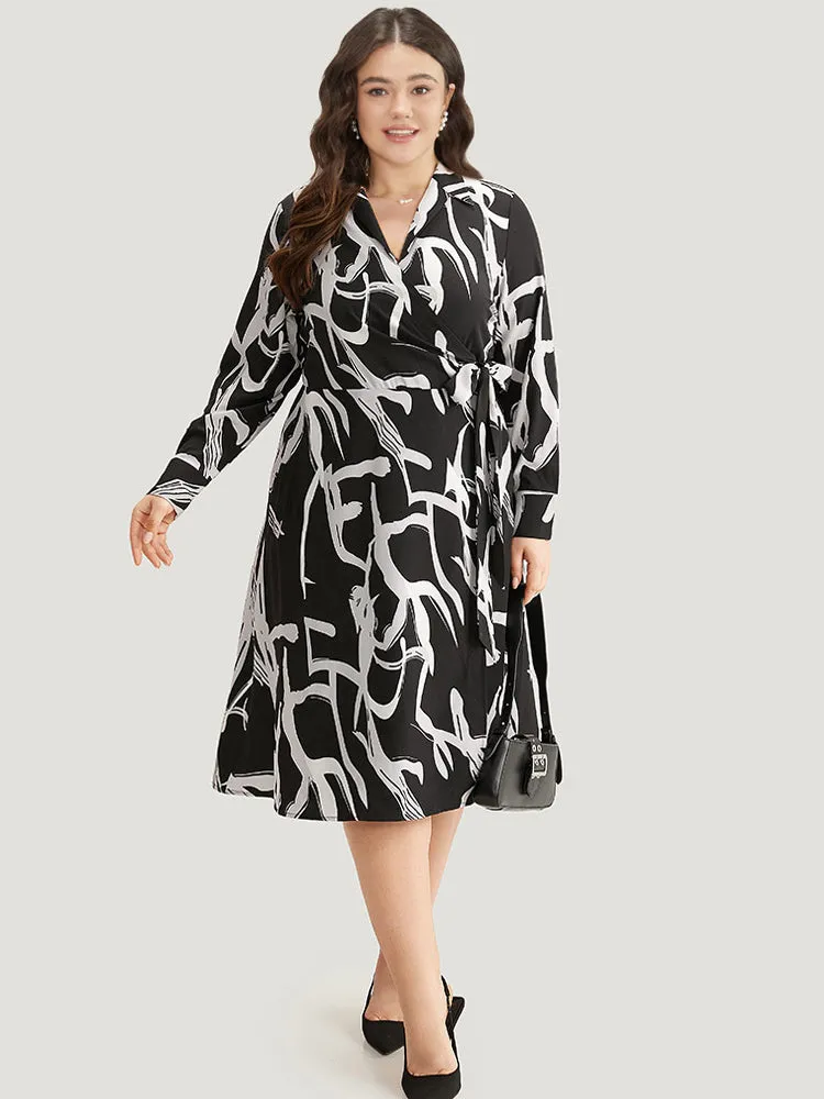 Geometric Print Pocket Wrap Ties Dress sold by Bloomchic product image thumbnail 2