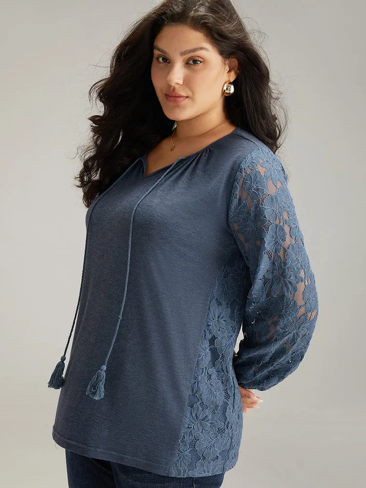 Plain Guipure Lace Tassel T-shirt sold by Bloomchic product image thumbnail 4