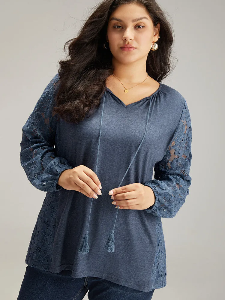 Plain Guipure Lace Tassel T-shirt sold by Bloomchic product image thumbnail 2