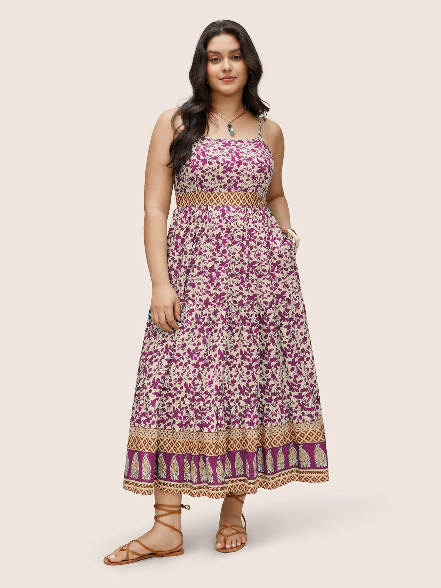 Boho Print Patchwork Adjustable Straps Cami Dress sold by Bloomchic product image thumbnail 2