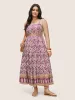 Boho Print Patchwork Adjustable Straps Cami Dress sold by Bloomchic