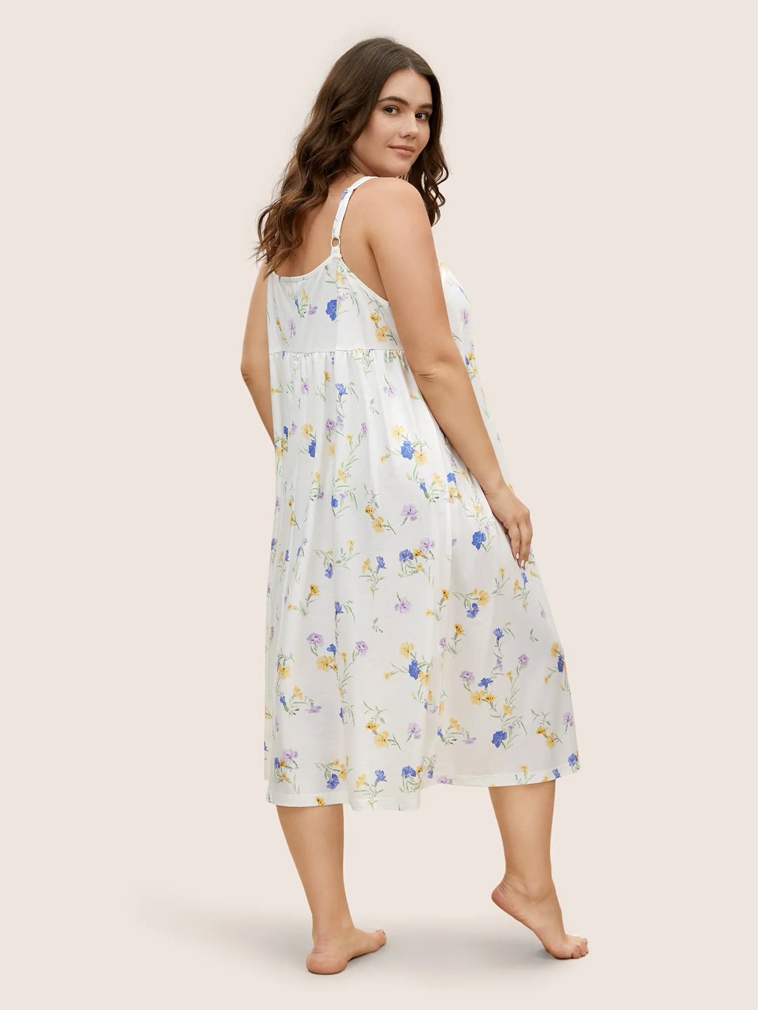 Floral Print Guipure Lace Pleated Sleep Dress sold by Bloomchic product image thumbnail 3