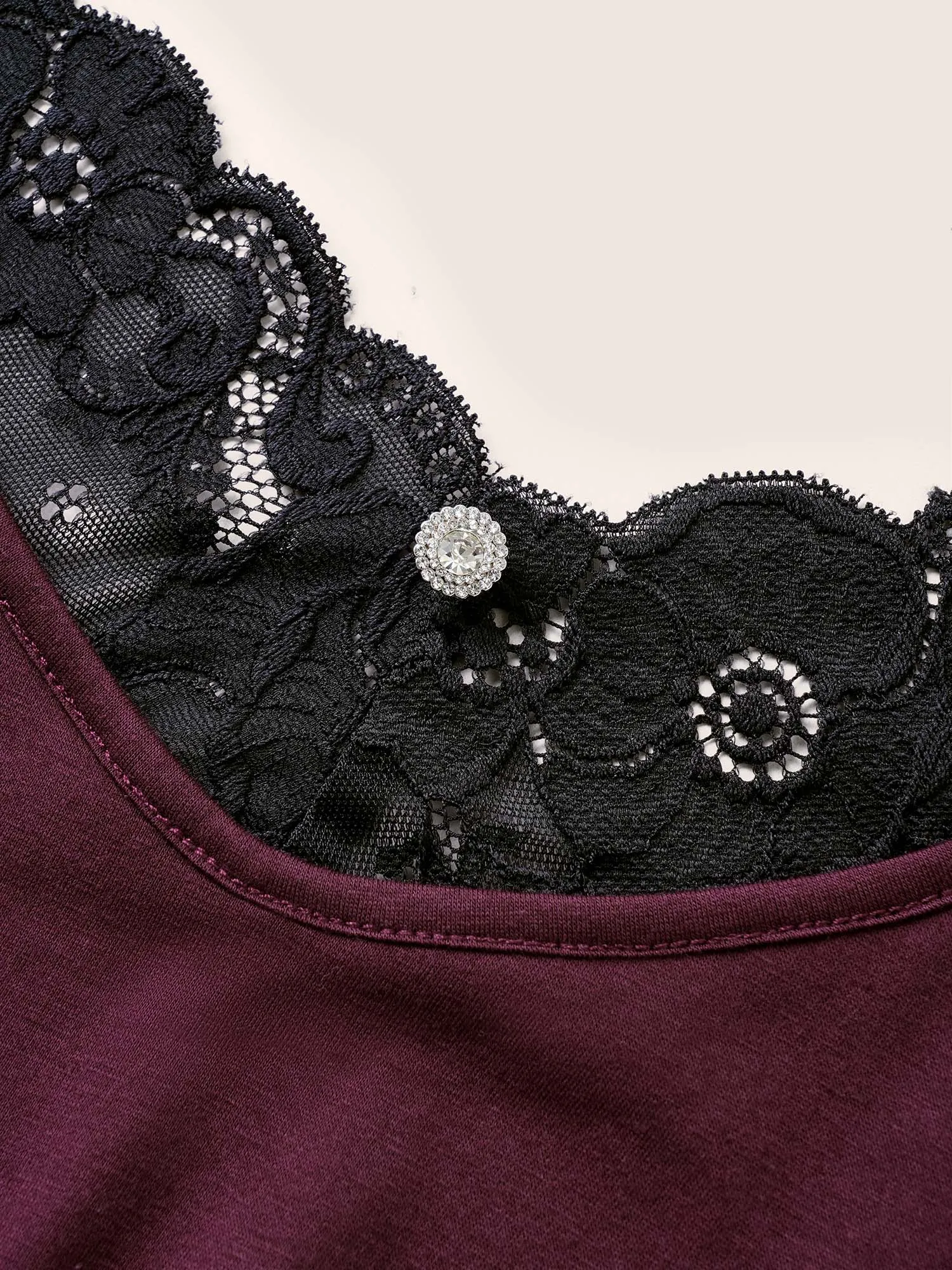 Lace Patchwork Rhinestone Flower Detail Cami Sleep Dress sold by Bloomchic product image thumbnail 3