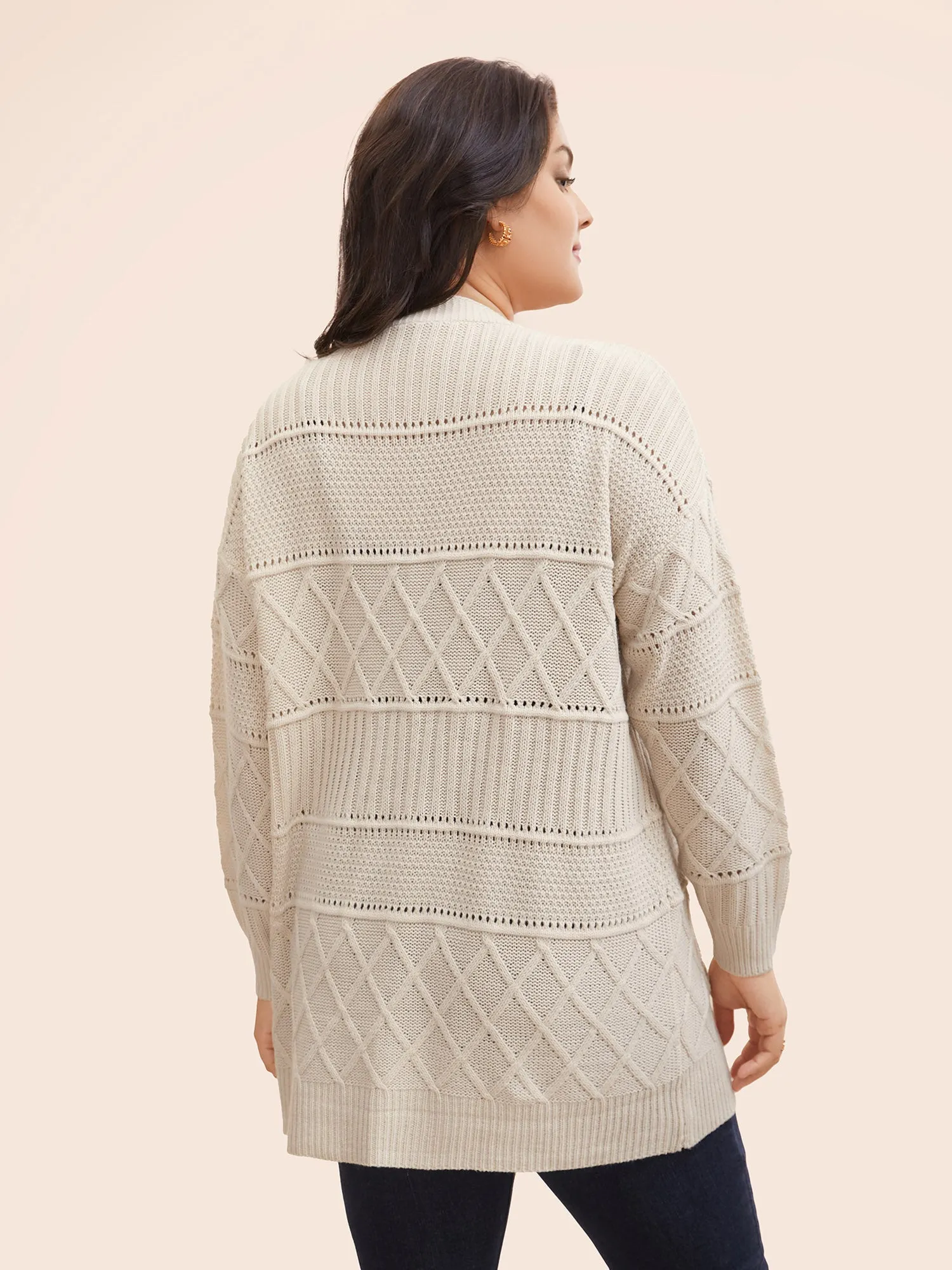 Plain Textured Open Front Pocket Cardigan sold by Bloomchic product image thumbnail 2