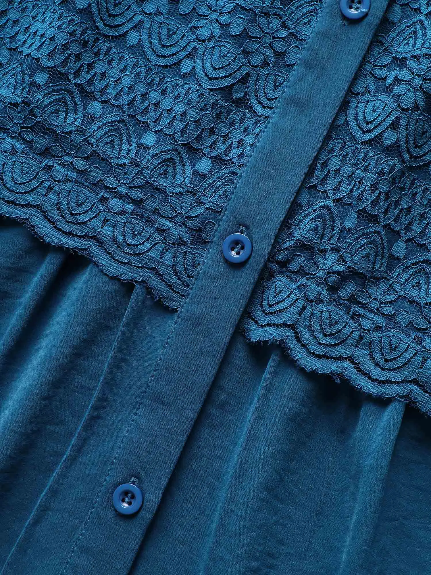 Shirt Collar Crochet Lace Stretch Blouse sold by Bloomchic product image thumbnail 5