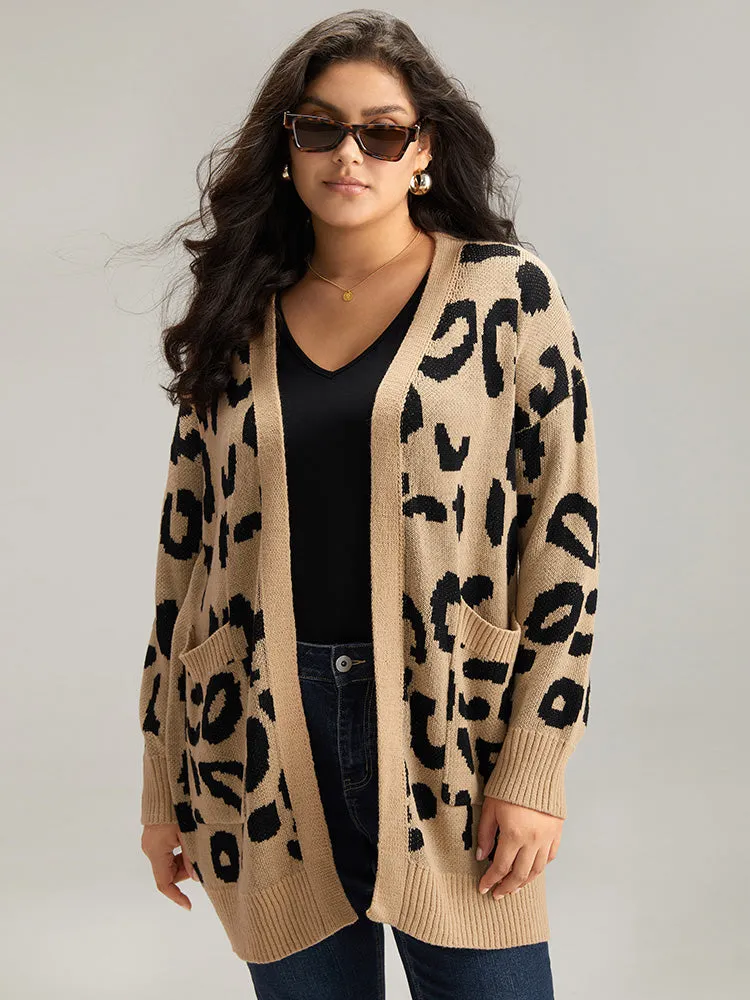 Leopard Elastic Cuffs Drop Shoulder Cardigan sold by Bloomchic product image thumbnail 4