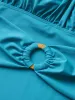 Solid Buckle Detail Gathered One Piece Swimsuit sold by Bloomchic