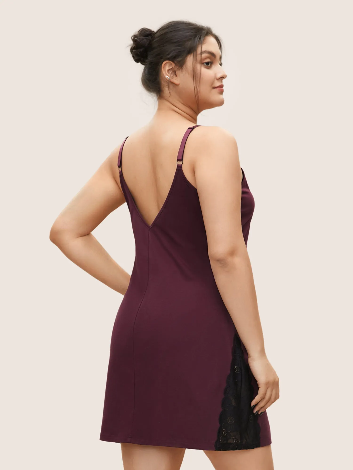 Lace Patchwork Rhinestone Flower Detail Cami Sleep Dress sold by Bloomchic product image thumbnail 2