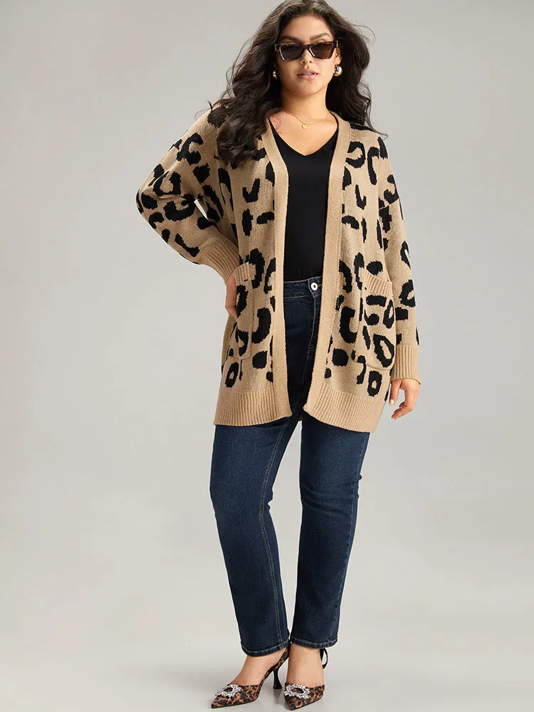 Leopard Elastic Cuffs Drop Shoulder Cardigan sold by Bloomchic product image thumbnail 5
