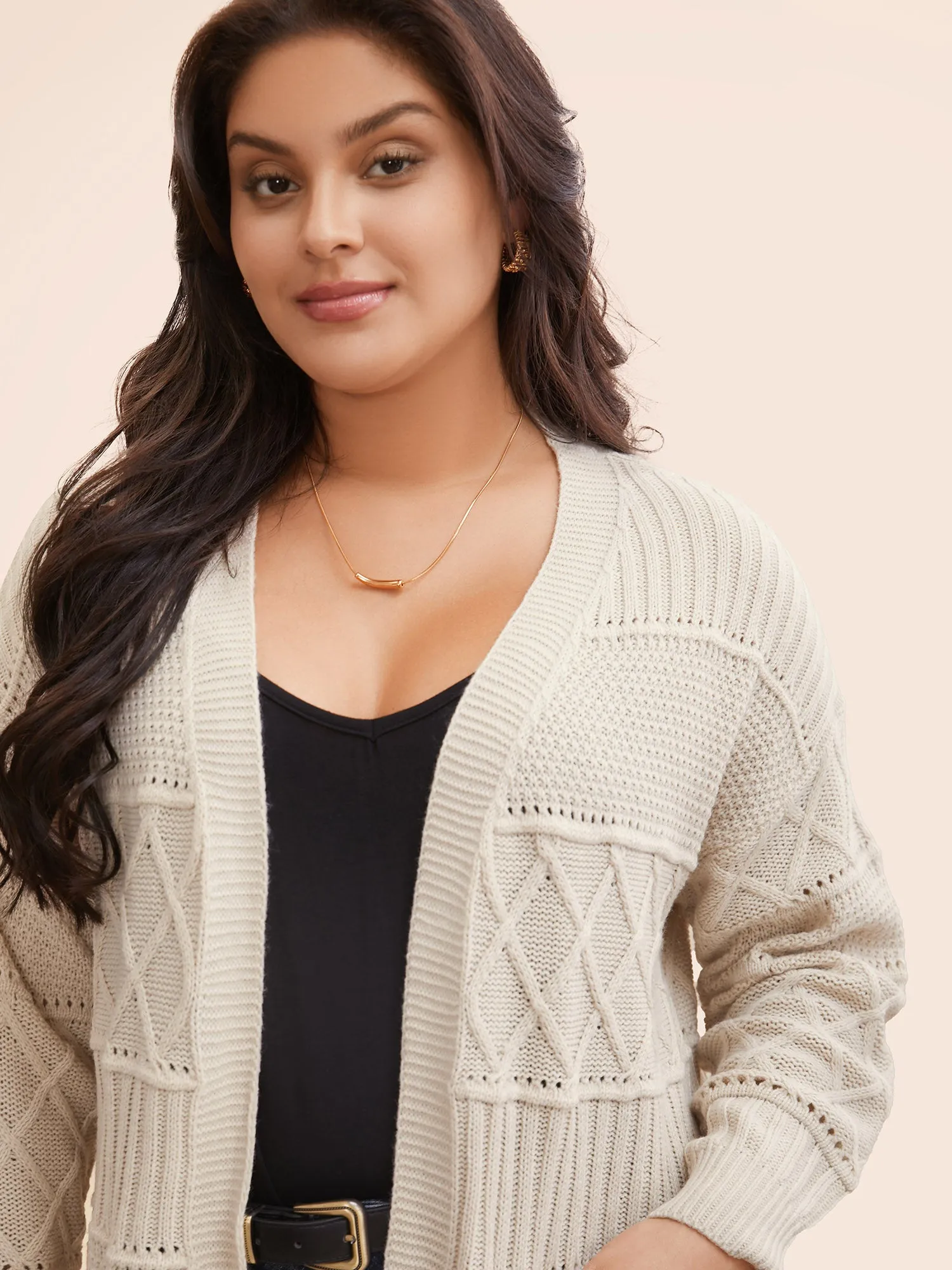 Plain Textured Open Front Pocket Cardigan sold by Bloomchic product image thumbnail 4