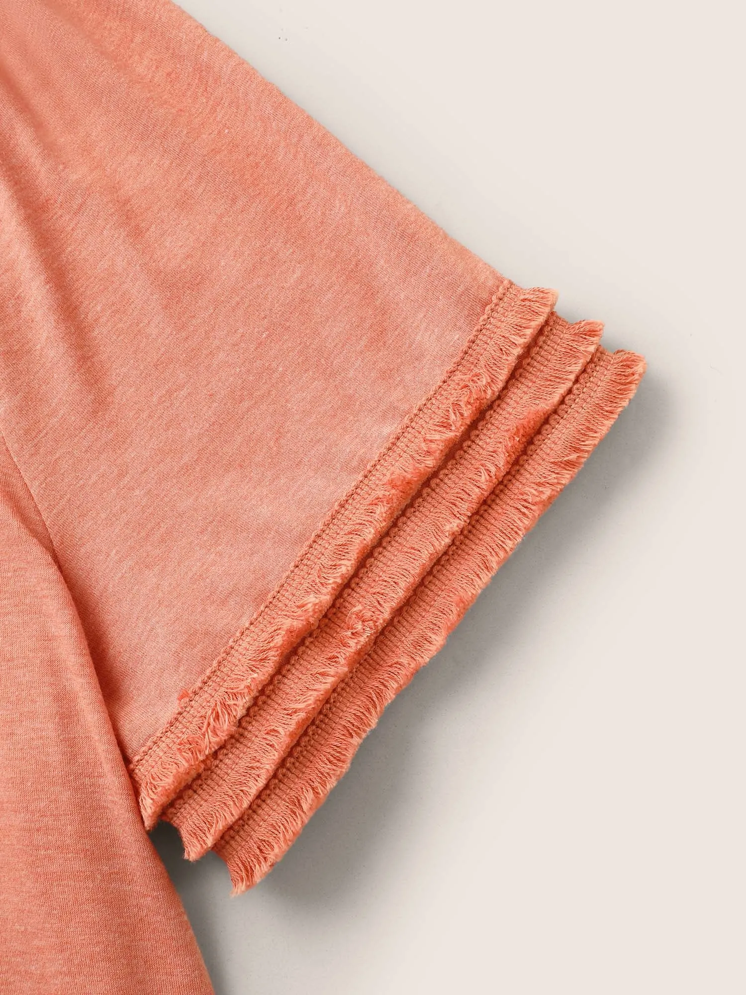 Round Neck Solid Tiered Fuzzy Trim T-shirt sold by Bloomchic product image thumbnail 5